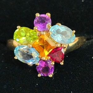 10 K Gold Multi Color Gemstone Ring size 8
